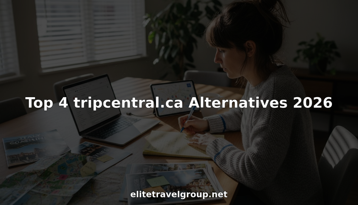 Woman comparing travel platforms at table