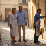 Couple explores immersive luxury travel scene