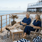 Couple relaxing on luxury cruise deck