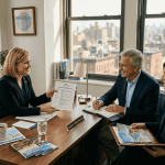 Luxury travelers consulting trusted travel advisor