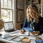 Travel advisor planning a luxury trip at desk