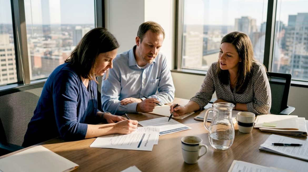 Travel agency team reviewing incentive proposal