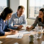 Travel agency team reviewing incentive proposal