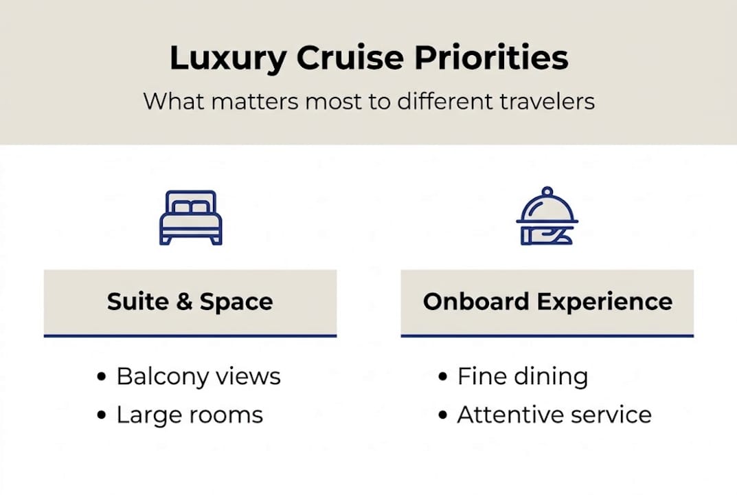 Infographic on traveler luxury cruise priorities