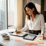 Woman planning luxury journey with tablet
