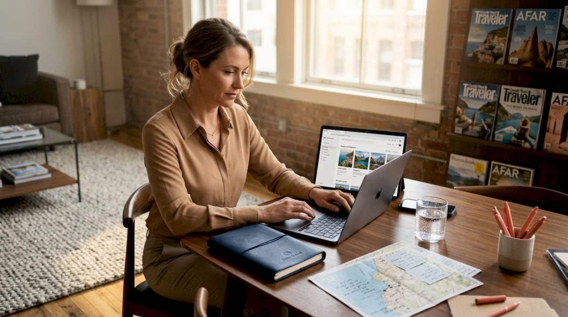 Travel advisor researching luxury itinerary