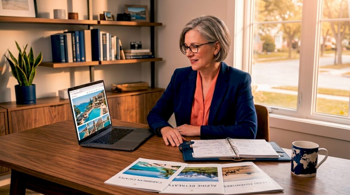 Travel consultant planning luxury destinations