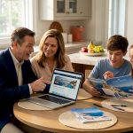 Family planning milestone vacation at kitchen table