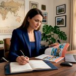 Luxury travel consultant planning itinerary