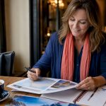 Travel advisor reviewing itinerary at desk