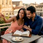 Couple planning romantic travel moments