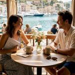 Couple planning destination wedding outdoors