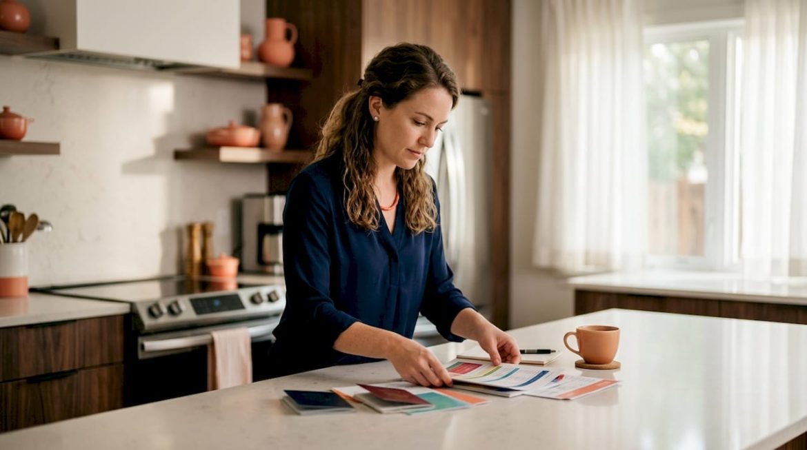 Event planner organizing guest travel documents