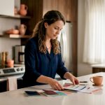 Event planner organizing guest travel documents