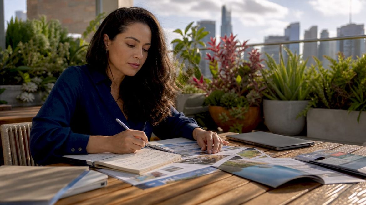 Woman planning personalized travel itinerary