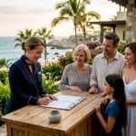 Concierge assisting family with vacation plans