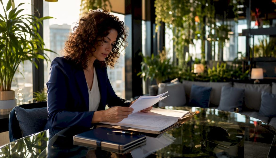 Wedding planner reviewing destination wedding contracts