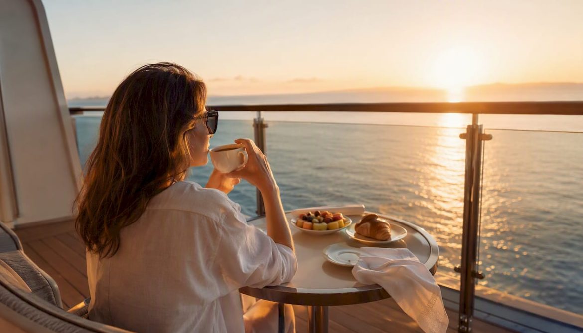 Breakfast on private cruise suite veranda