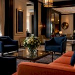 Upscale hotel hallway with decorated wedding rooms