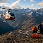 Helicopter evacuation in remote alpine terrain