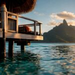 Tahiti overwater bungalow above turquoise lagoon