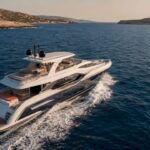 Luxury yacht cruising between Greek islands