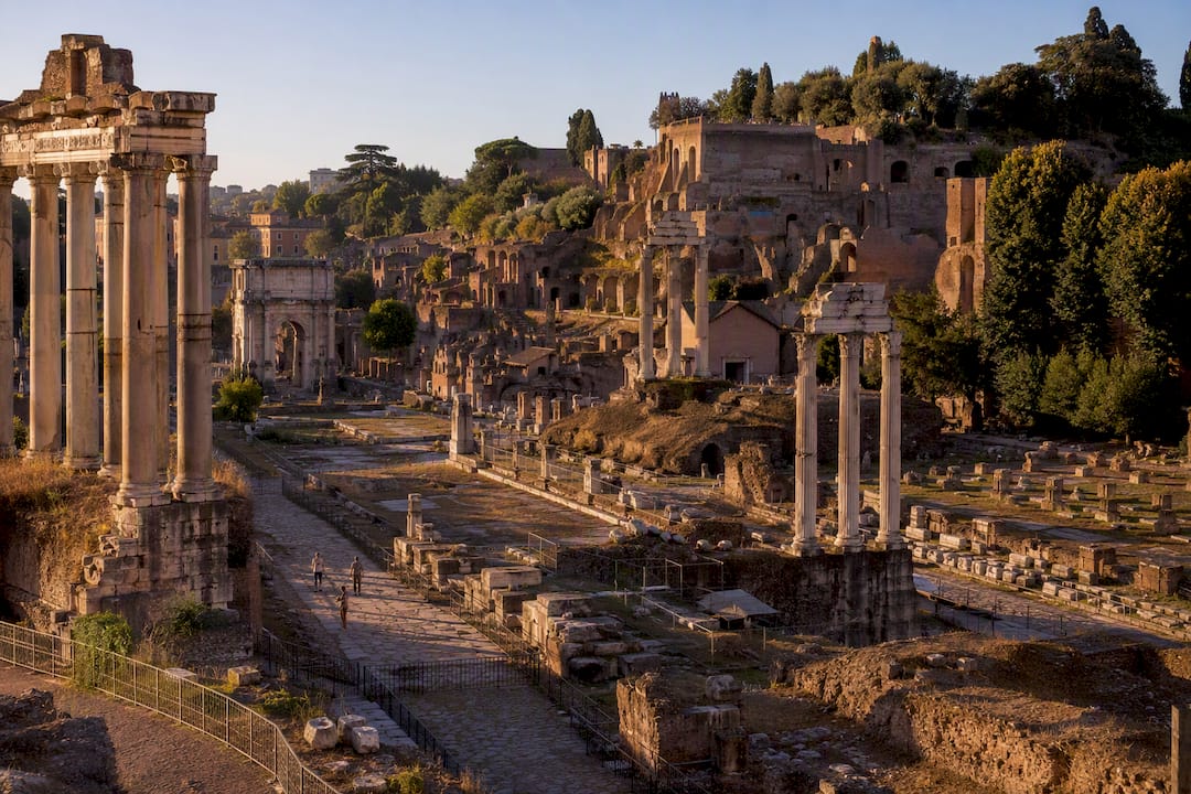 Roman Forum ruins in early morning light