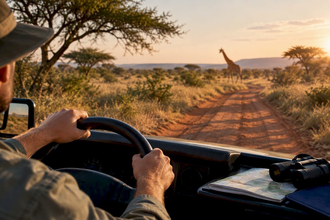 Self-drive vehicle on a Kruger safari track