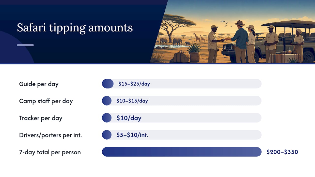 Safari gratuity ranges by service role