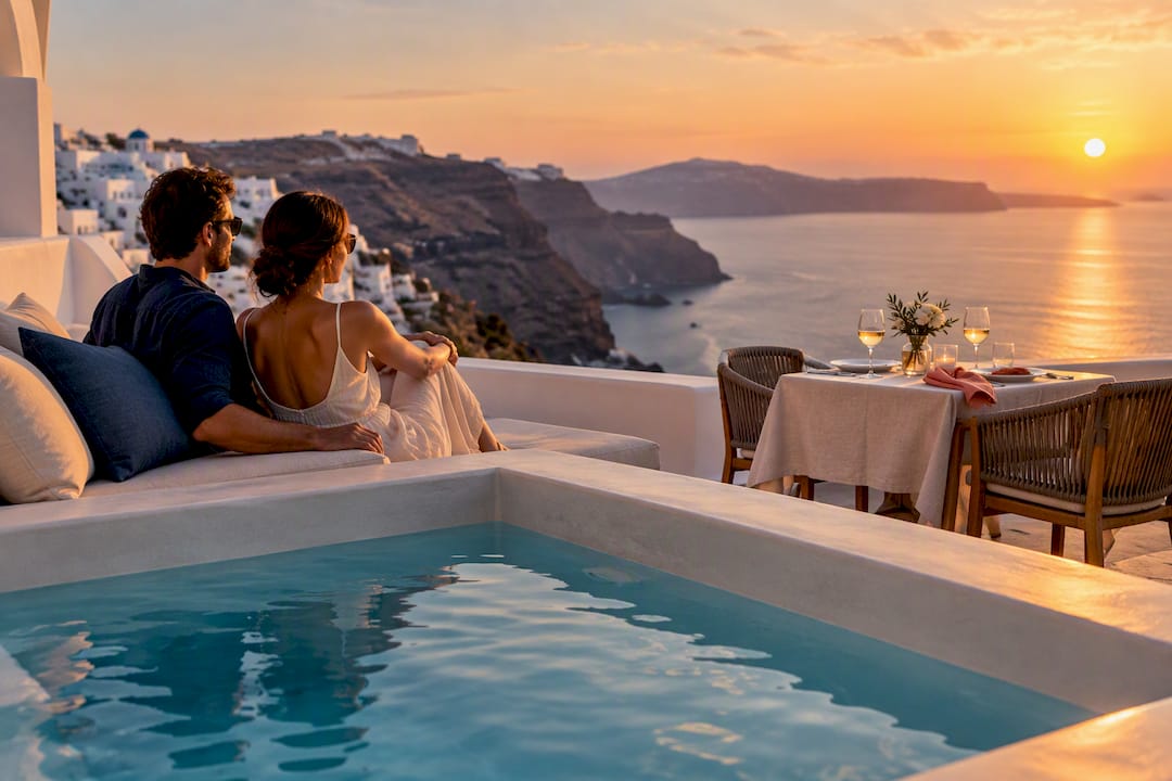 Santorini caldera suite with plunge pool