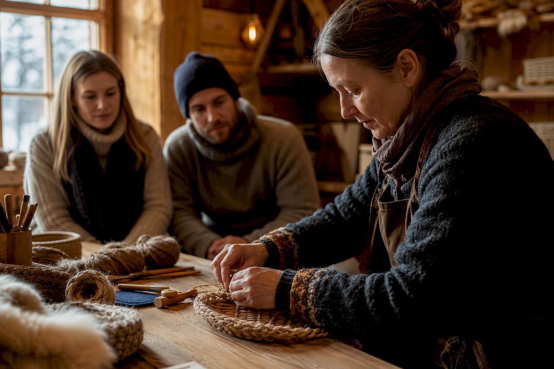 Traditional Lapland craft demonstration in workshop