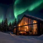 Glass cabin beneath Lapland northern lights