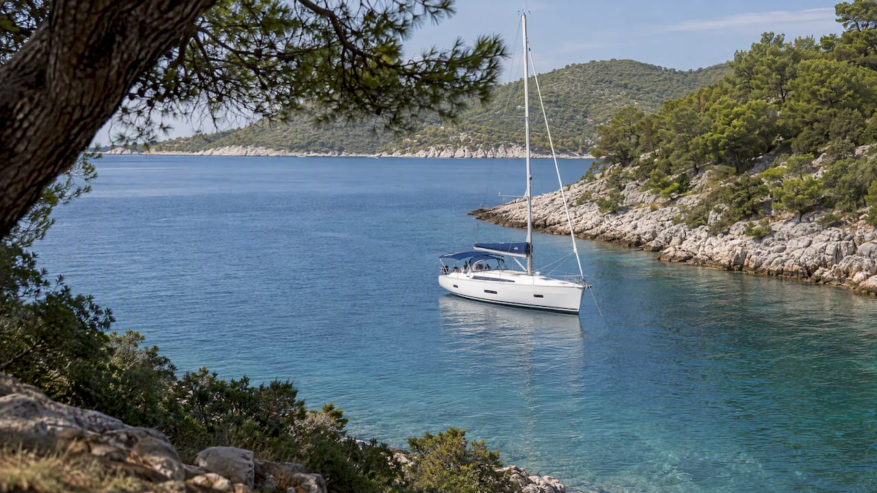 Quiet yacht anchorage on Croatia’s Adriatic coast