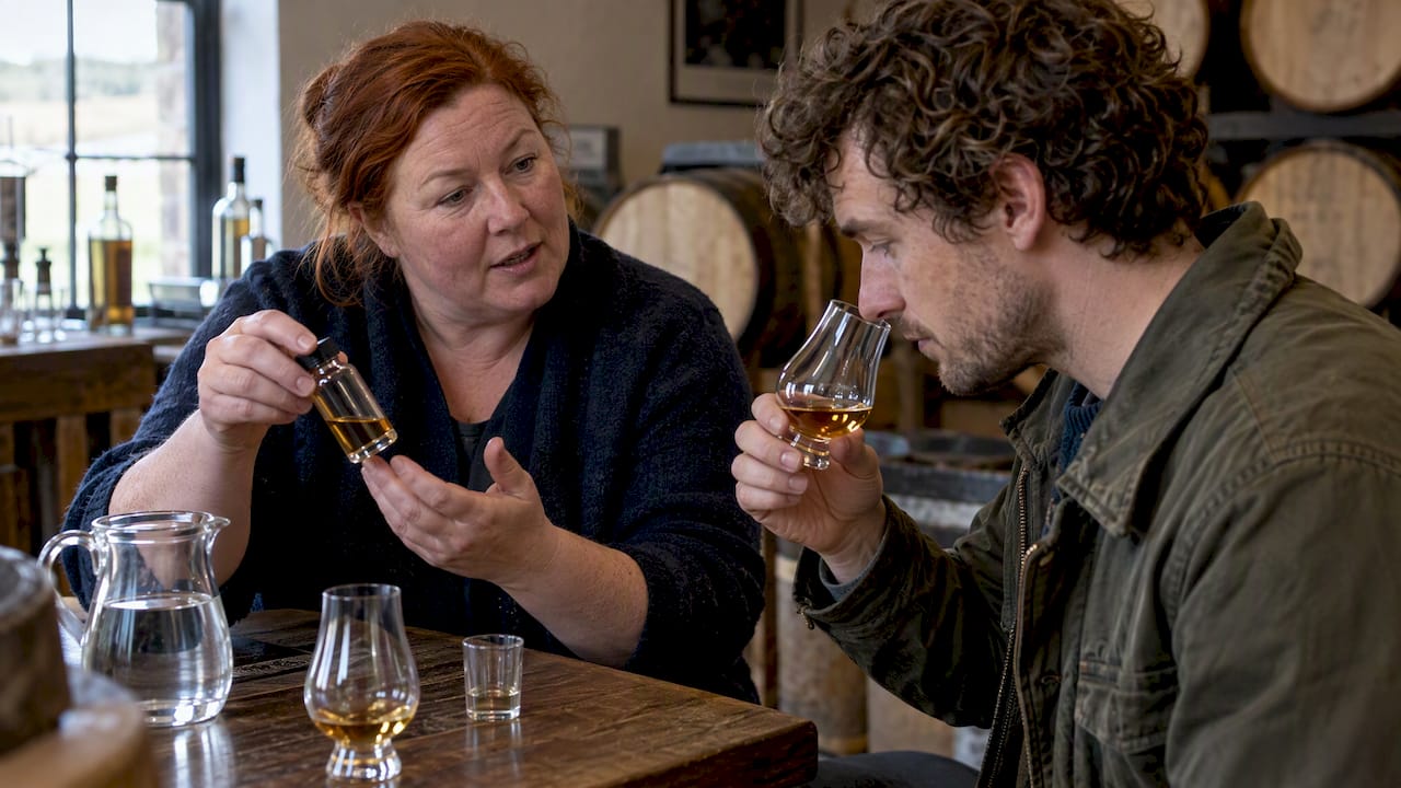 Traveler nosing a Scotch whisky dram