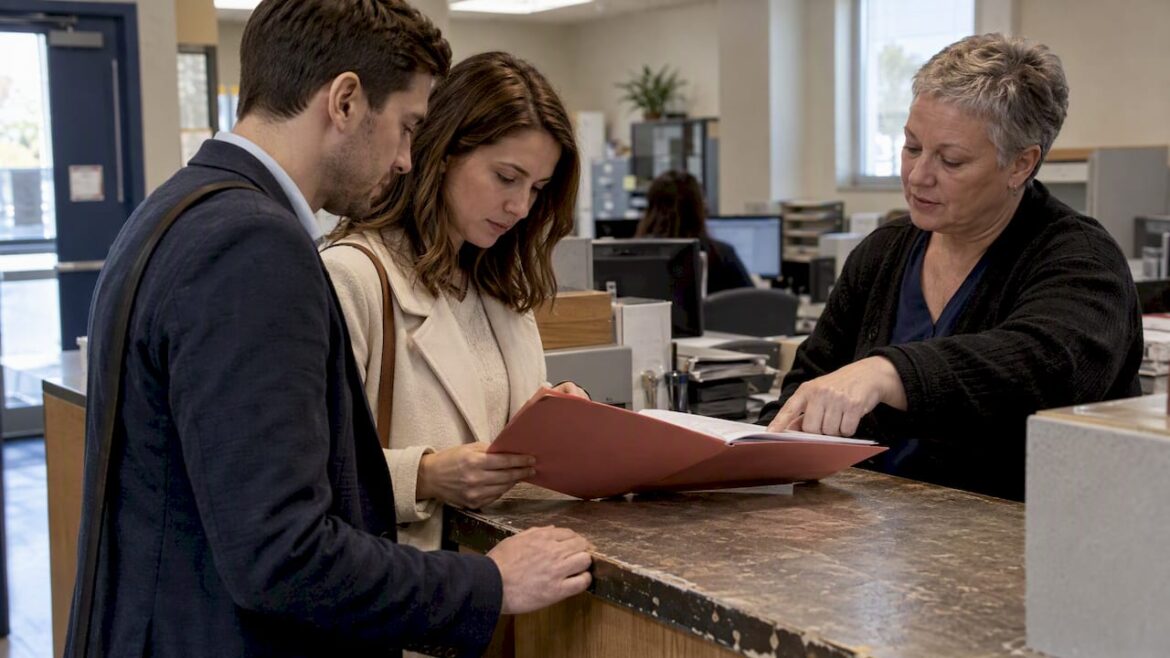 Couple confirming overseas marriage paperwork