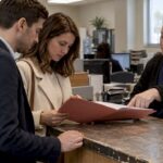 Couple confirming overseas marriage paperwork