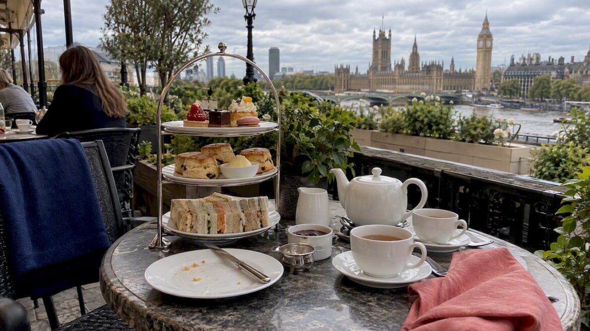 Afternoon tea with a London skyline view