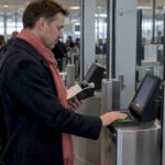 Traveler completes biometric check at airport