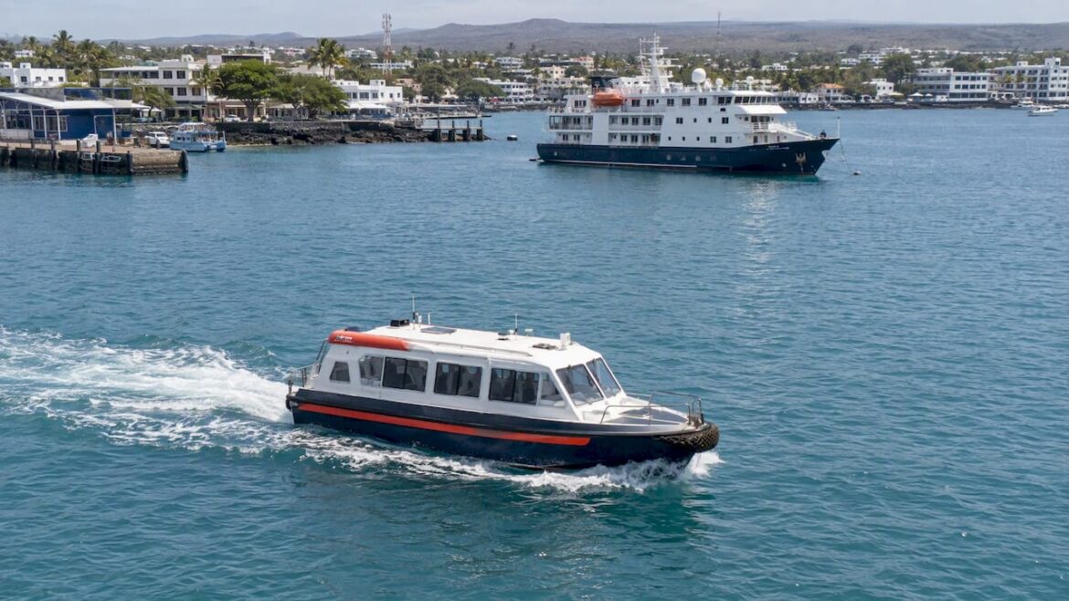 Passenger launch and cruise vessel off Puerto Ayora